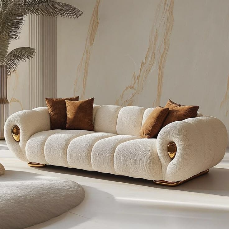 Luxury Curved Bouclé Sofa