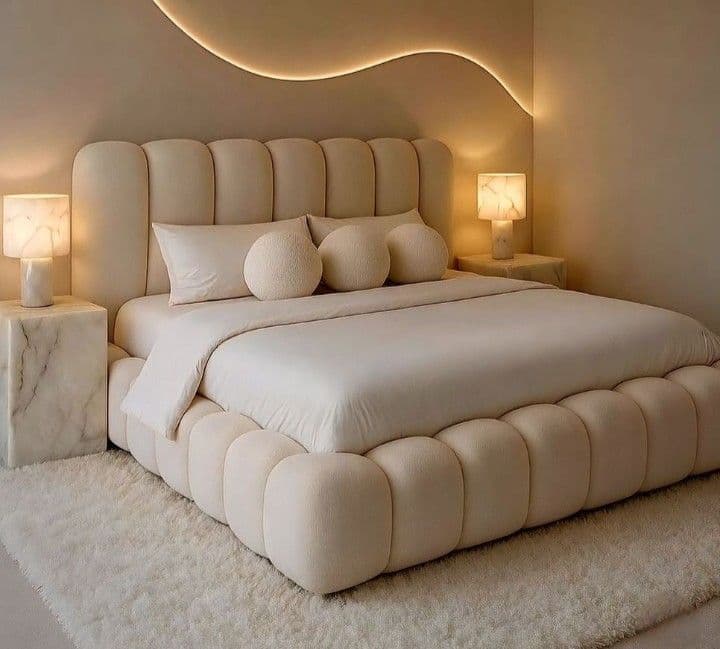 Modern Upholstered Bubble Platform Bed