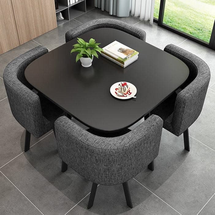 Modern Space-Saving Dining Table Set (4 Chairs)